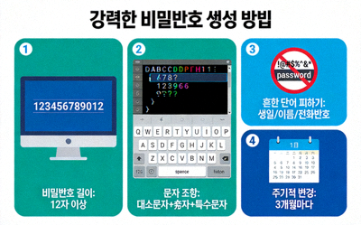 강력한 비밀번호 생성 방법을 설명하는 다이어그램 이미지
